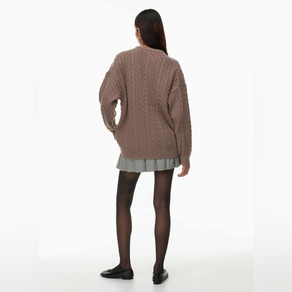 Sunday Best Women's Medium Peggy Sweater Cable Knit Oversized Deep Taupe Neutral - Picture 5 of 16